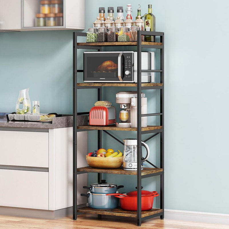 5 Tier Bakers Rack for Kitchen with Storage Industrial Microwave Stand Oven Shelf